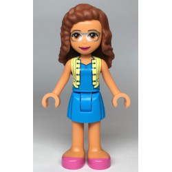 Friends Olivia (Nougat) - Dark Azure Skirt and Top with Bright Light Yellow Vest, Dark Pink Shoes – ПРИЯТЕЛИ