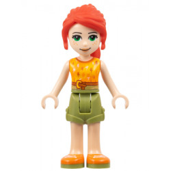 Friends Mia - Olive Green Shorts, Orange and Bright Light Orange Top with Lightning Bolts, Orange Shoes – ПРИЯТЕЛИ