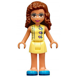 Friends Olivia (Nougat) - Bright Light Yellow Dress with Heart Buttons, Blue Shoes – ПРИЯТЕЛИ