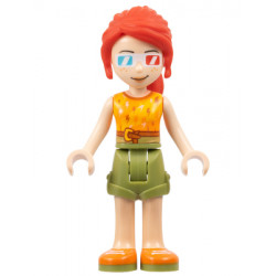 Friends Mia - Olive Green Shorts, Orange and Bright Light Orange Top with Lightning Bolts, Orange Shoes, 3D Glasses – ПРИЯТЕЛИ