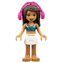 Friends Andrea - White Skirt, Dark Blue Halter Top with Gold Trim, Headphones – ПРИЯТЕЛИ