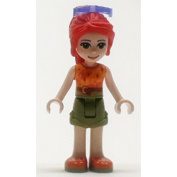 Friends Mia - Olive Green Shorts, Orange and Bright Light Orange Top with Lightning Bolts, Orange Shoes, Sunglasses – ПРИЯТЕЛИ