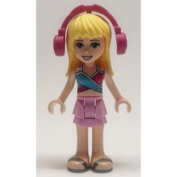 Friends Stephanie - Bright Pink Layered Skirt, Magenta and Medium Blue Swimsuit Top, Headphones – ПРИЯТЕЛИ