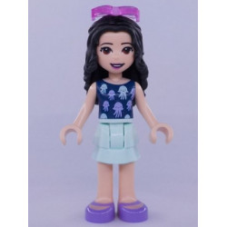 Friends Emma - Light Aqua Layered Skirt, Dark Blue Top with Jellyfish, Trans-Dark Pink Sunglasses – ПРИЯТЕЛИ