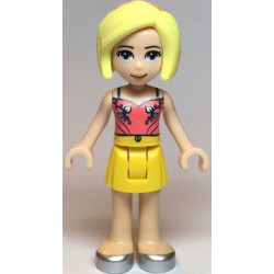 Friends Roxy - Coral Halter Top with Bright Light Green Leaves, Yellow Skirt, Silver Shoes – ПРИЯТЕЛИ