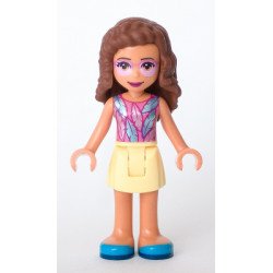 Friends Olivia (Nougat) - Bright Light Yellow Skirt, Dark Pink Top with Feathers, Bright Pink Tinted Glasses – ПРИЯТЕЛИ