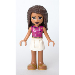 Friends Andrea - White Skirt, Magenta Sleeveless Shirt with Hearts and Rabbit Face – ПРИЯТЕЛИ
