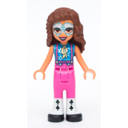 Friends Olivia (Nougat) - Metallic Light Blue and White Face Paint, Dark Pink Pants, Black and White Leggings and Shoes – ПРИЯТЕЛИ