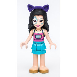 Friends Emma - Medium Azure Skirt, Gold Shoes, Butterfly Face Paint, Dark Purple Cat Ears – ПРИЯТЕЛИ