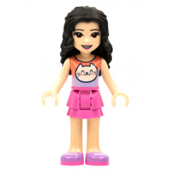 Friends Emma - Coral and Lavender Cat Shirt, Dark Pink Skirt, Medium Lavender Shoes – ПРИЯТЕЛИ