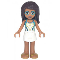 Friends Andrea - White Skirt, Dark Turquoise and White Swimsuit, Swim Goggles – ПРИЯТЕЛИ