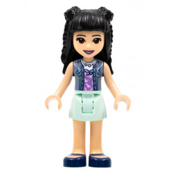 Friends Emma - Aqua Skirt, Sand Blue Vest, Black Hair with Braid Buns and Flower – ПРИЯТЕЛИ