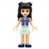 Friends Emma - Aqua Skirt, Sand Blue Vest, Black Hair with Braid Buns and Flower – ПРИЯТЕЛИ