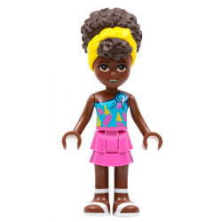Friends Nandi - Dark Azure Single Strap Tank Top, Dark Pink Skirt, White Sandals, Yellow Head Wrap – ПРИЯТЕЛИ
