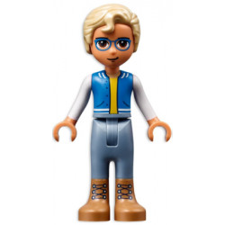 Friends Sebastian - Medium Nougat Boots, Sand Blue Trousers, Blue Vest with Pockets, Yellow Undershirt – ПРИЯТЕЛИ