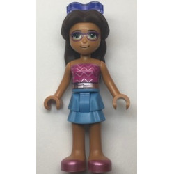 Friends Layla - Medium Blue Skirt, Dark Pink Top with Metallic Pink Belt, Sunglasses – ПРИЯТЕЛИ