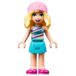 Friends Stephanie - Metallic Light Blue Swimsuit Top, Medium Azure Skirt, Bright Pink Hat – ПРИЯТЕЛИ