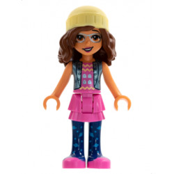 Friends Olivia (Nougat) - Dark Pink Skirt, Dark Blue Leggings, Bright Light Yellow Knit Cap – ПРИЯТЕЛИ