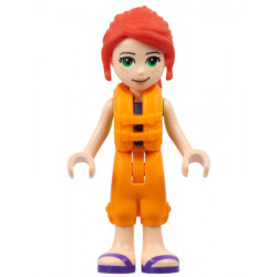 Friends Mia - Lime Jacket Vest with Pockets, Orange Trousers Cropped, Dark Purple Sandals, Orange Life Jacket – ПРИЯТЕЛИ