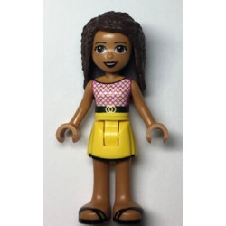 Friends Andrea - Yellow Skirt with Black Hem, Magenta and White Top with Belt – ПРИЯТЕЛИ