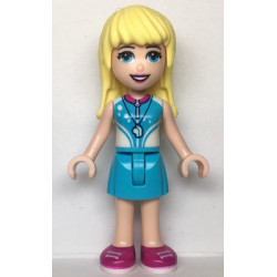 Friends Stephanie - Medium Azure Skirt, White and Medium Azure Top with Magenta Collar – ПРИЯТЕЛИ