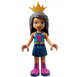 Friends Andrea - Dark Turquoise Halter Top with Magenta Stripes and Dots, Dark Blue Skirt with Magenta Boots, Pearl Gold Tiara – ПРИЯТЕЛИ