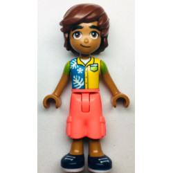 Friends Leo - Dark Azure, Yellow, and Lime Shirt, Coral Trousers Cropped Large Pockets, Dark Blue Shoes – ПРИЯТЕЛИ