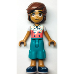 Friends Leo - White and Coral Chef Shirt with Sprinkles, Dark Turquoise Trousers Cropped Large Pockets, Dark Blue Shoes – ПРИЯТЕЛИ