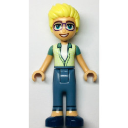 Friends Olly - Yellowish Green and Sand Green Unbuttoned Shirt, Sand Blue Trousers, Dark Blue Shoes – ПРИЯТЕЛИ