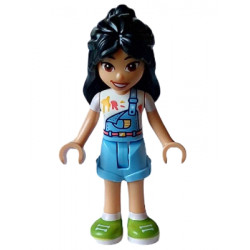 Friends Liann - Bright Light Blue Overalls over White Shirt, Bright Light Blue Shorts, Lime Shoes – ПРИЯТЕЛИ