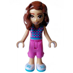Friends Luna - Dark Pink and Medium Azure Top with Scales, Dark Pink Trousers Cropped, White Shoes – ПРИЯТЕЛИ