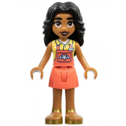 Friends Adi - Coral Overalls Skirt, Bright Light Yellow Shirt, Gold Sandals – ПРИЯТЕЛИ