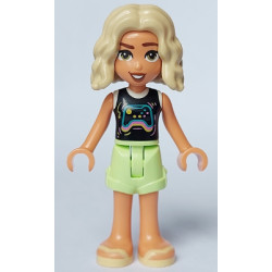 Friends Nova - Black and White Shirt with Video Game Controller, Yellowish Green Shorts, Bright Light Yellow Sandals – ПРИЯТЕЛИ