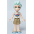 Friends Charli - White Top with Dark Blue Trim and Palm Trees, Dark Tan Shorts, Metallic Light Blue Sandals – ПРИЯТЕЛИ