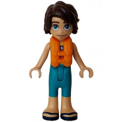 Friends Marco - Dark Turquoise and Yellow Sleeveless Wetsuit, Orange Life Jacket, Dark Blue Sandals – ПРИЯТЕЛИ