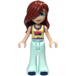 Friends Paisley - Bright Light Yellow and Medium Lavender Tank Top, Light Aqua Trousers Bell-Bottoms, Dark Blue Shoes – ПРИЯТЕЛИ