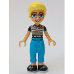 Friends Olly - Black and White Mesh T-Shirt, Dark Azure Trousers, Black Shoes – ПРИЯТЕЛИ