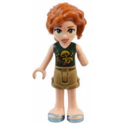 Friends Autumn - Dark Green Mushroom Top, Dark Tan Shorts, Metallic Light Blue Sandals – ПРИЯТЕЛИ