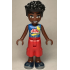 Friends Zac - Blue Shirt with Red Symbols and Yellow Splotches, Red Trousers Cropped Large Pockets, Dark Blue Shoes – ПРИЯТЕЛИ