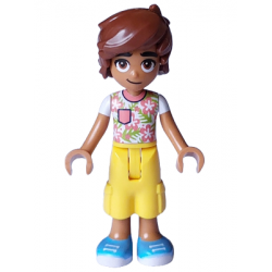 Friends Leo - White Shirt with Coral Flowers, Yellow Trousers Cropped Large Pockets, Medium Azure Shoes – ПРИЯТЕЛИ