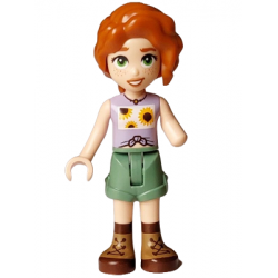 Friends Autumn - Lavender Vest with Sunflowers, Sand Green Shorts, Nougat and Reddish Brown Boots – ПРИЯТЕЛИ