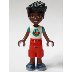 Friends Zac - White T-Shirt with Tent, Red Cropped Trousers, Dark Blue Shoes – ПРИЯТЕЛИ