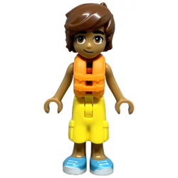 Friends Leo - Red and White Sleeveless Wetsuit, Yellow Cropped Trousers, Medium Azure Shoes, Orange  – ПРИЯТЕЛИ