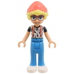 Friends Olly - White Shirt with Black Stripes, Coral Suspenders, Dark Azure Trousers, White Shoes, C – ПРИЯТЕЛИ