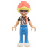 Friends Olly - White Shirt with Black Stripes, Coral Suspenders, Dark Azure Trousers, White Shoes, C – ПРИЯТЕЛИ