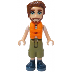 Friends Jonathan - White T-Shirt with Tent, Olive Green Cropped Trousers, Dark Blue Shoes, Orange Li – ПРИЯТЕЛИ