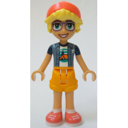 Friends Olly - Sand Blue Jacket over White T-Shirt with Tent, Bright Light Orange Shorts, Coral Shoe – ПРИЯТЕЛИ