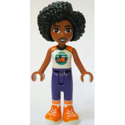 Friends Jamila - White Sleeveless Top with Tent, Dark Purple Trousers, Orange Shoes – ПРИЯТЕЛИ