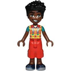 Friends Zac - Yellow Top with Geometric Shapes, Red Cropped Trousers, Dark Blue Shoes – ПРИЯТЕЛИ