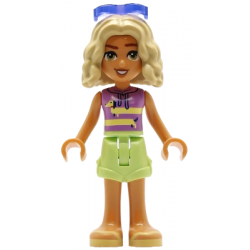 Friends Nova - Medium Lavender Sleeveless Hoodie with Dachshund, Yellowish Green Shorts, Bright Light Yellow Sandals, Glasses – ПРИЯТЕЛИ